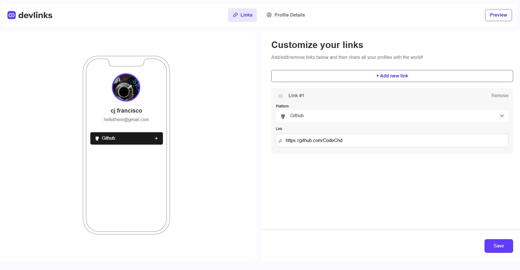 An image of the devlinks project.
